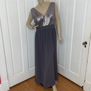 Jasmine Charcoal Gray Sequin V-Neck Maxi Dress